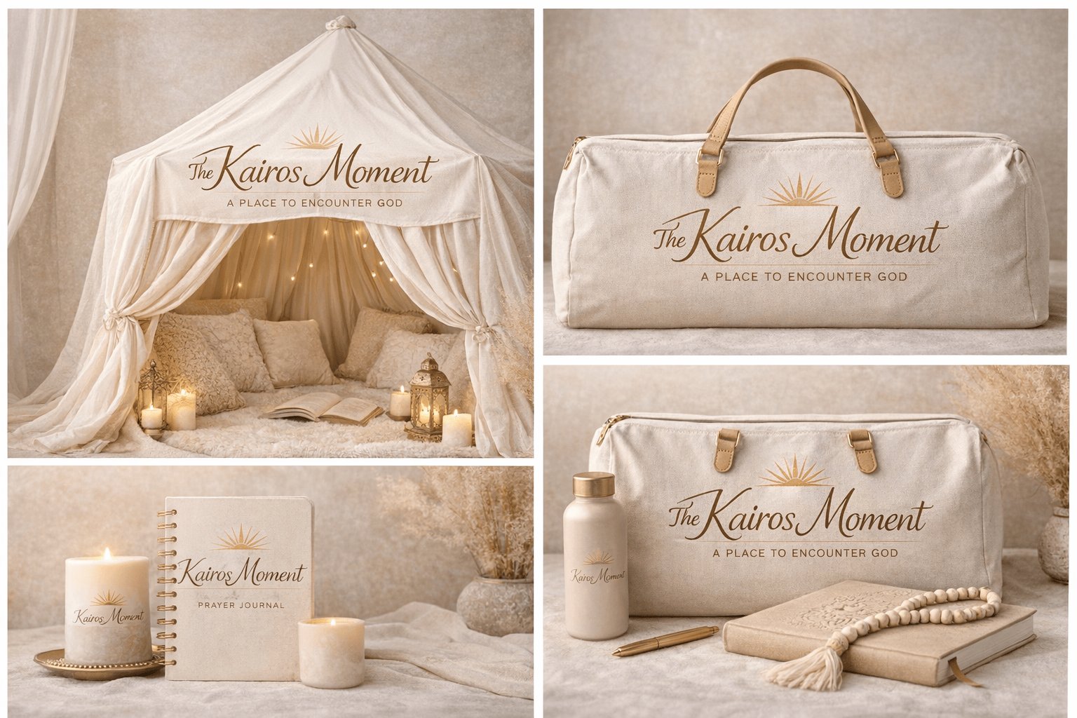 The Kairos Moment Collection — Portable Sacred Space, canvas carry bag, prayer journal, and candles
